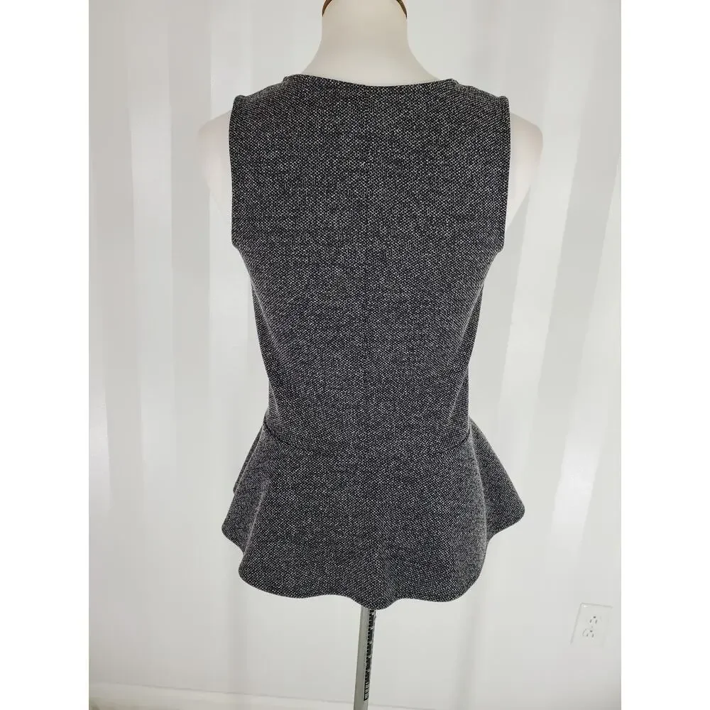 ANN TAYLOR Women's Black & White Sleeveless Peplum Top Sz XS - Picture 4 of 8